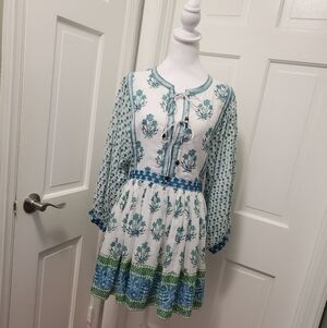 Oliphant Provence Balloon Sleeve Mini Dress Size XS/S 100% Cotton